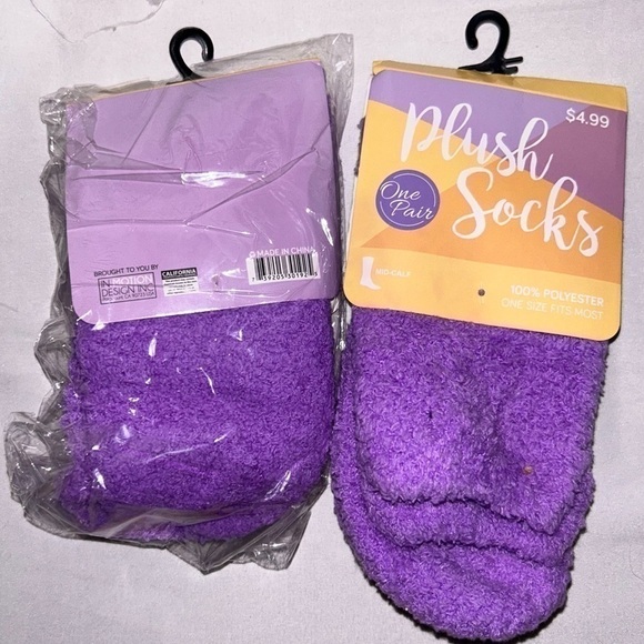 Socks Plush Fuzzy Sock Mid Calf Solid Warm Cozy Pull on Mid Length Winter Socks - Picture 2 of 3
